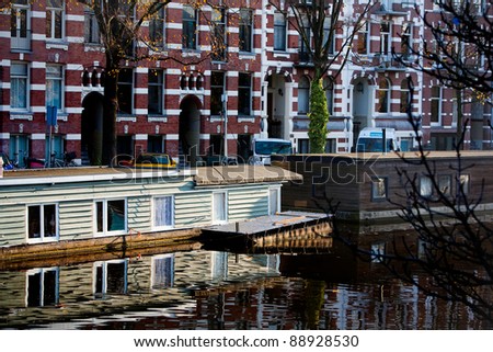 Amsterdam canals with homes on the water