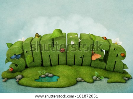 Surround font as symbol summer Poster or illustration for summer stories Surround font as symbol summer Poster or illustration for summer stories