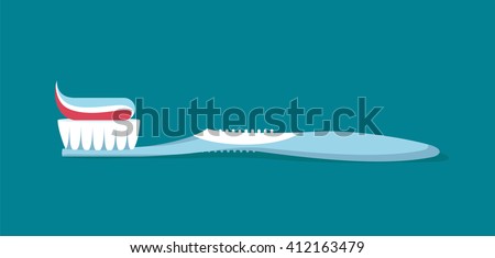 Dental concept. Toothbrush with toothpaste  isolated. Flat design, care health, hygiene healthy,vector illustration eps 8