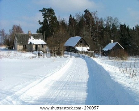 Deserted houses on the way (Siberia)
