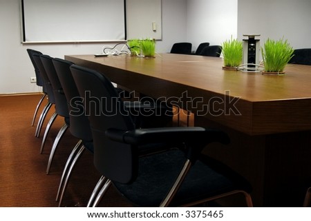 empty business conference room, room is modern and has trendy design elements