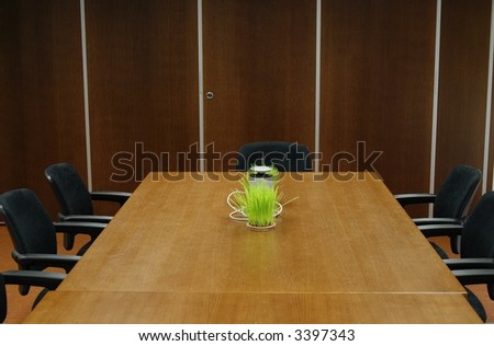 empty business conference room, table and empty chairs