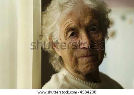 sad looking old lady