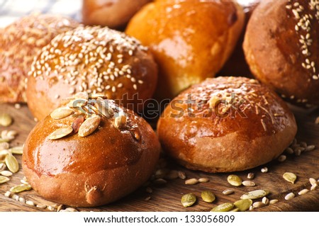 variety of small breads with seeds