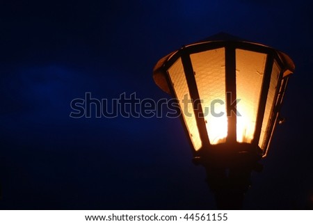 light of the street lantern at night