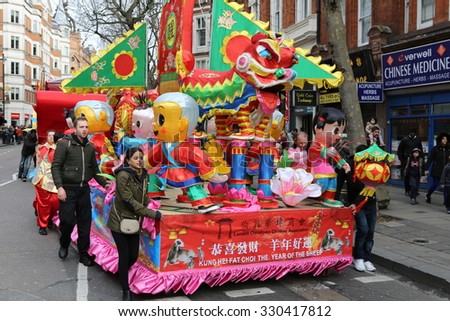 London - February 06, 2015: The Annual Chinese New Year Parade is a Cultural Highlight of the City.