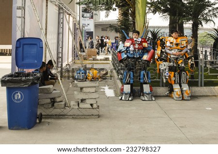 GUANGZHOU, CHINA - NOV. 20. 2014: Men dressed in \