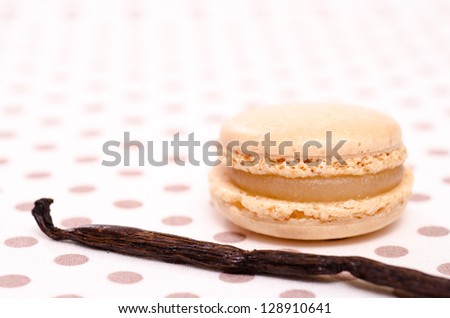 Vanilla bean and french speciality of sweet macaron