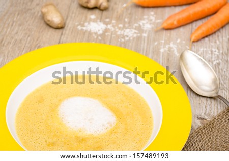 Soup with carrots, ginger and coconut milk