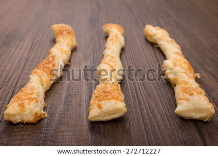 Cheese sticks with flaky pastry and parmesan cheese