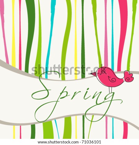 Vector cute spring bird illustration