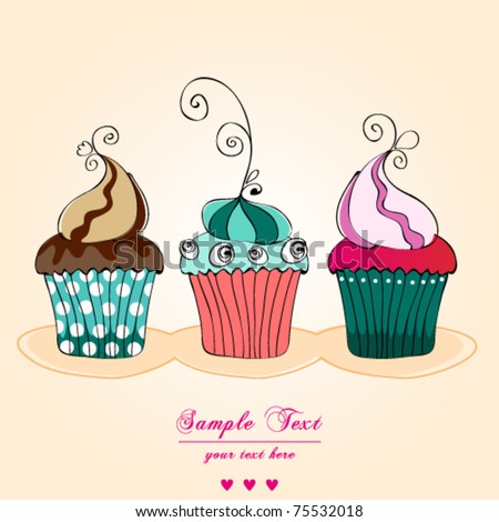 Illustration of cute retro cupcakes