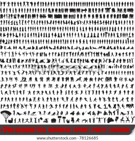 Vector huge set of 700 very detailed people silhouettes
