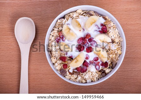 Delicious and healthy granola or muesli, with lots of dry fruits, nuts, berries and grains