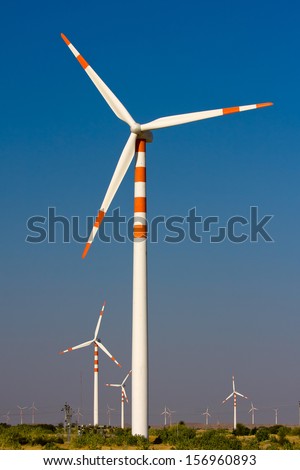 Windmills at Thar desert in Rajasthan, India