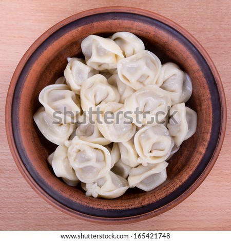 Meat Dumplings - russian boiled pelmeni in plate