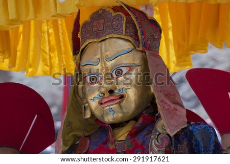 HEMIS, INDIA - JUNE 26, 2015: Hemis Festival is the Masked Dance, performed by the lamas, that celebrates victory good over evil in Ladakh, North India