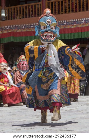HEMIS, INDIA - JUNE 26, 2015: Hemis Festival is the Masked Dance, performed by the lamas, that celebrates victory good over evil at Ladakh, North India