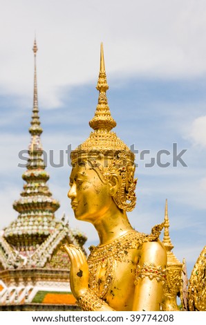 The temple in the Grand palace area, one of the major tourism attraction in Bangkok, Thailand