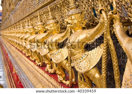The temple in the Grand palace area, one of the major tourism attraction in Bangkok, Thailand