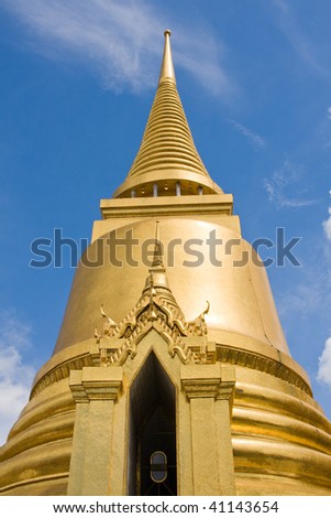 Golden pagoda in the Grand palace area in Bangkok, Thailand