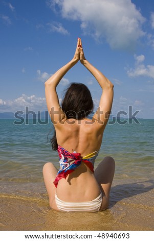 Beautiful Swimsuit on Stock Photo   A Beautiful Girl In Bikini On The Beach In Thailand