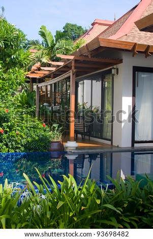 Swimming pool in house . Thailand .