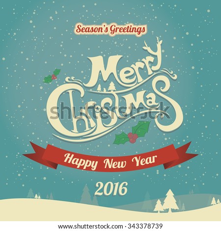 Merry christmas, season's greetings card,winter landscape
