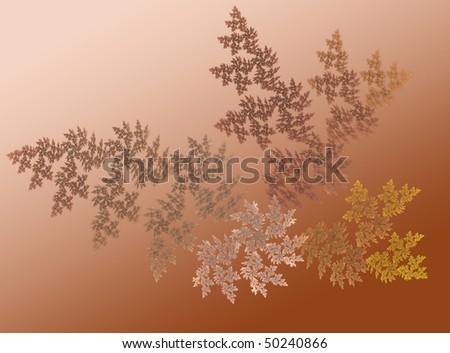 Abstract Geometric Fractal design of Autumn Leaves on a Copper background