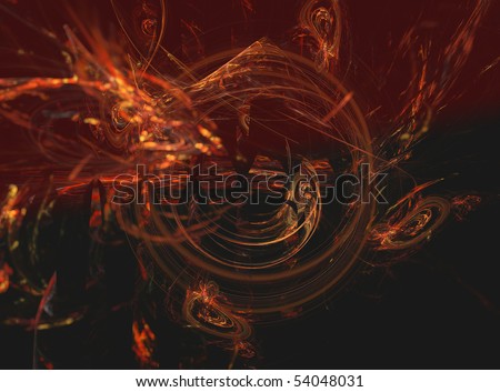 Abstract Fractal Fantasy Design of the Gates of Hell, with tormented souls swirling around.