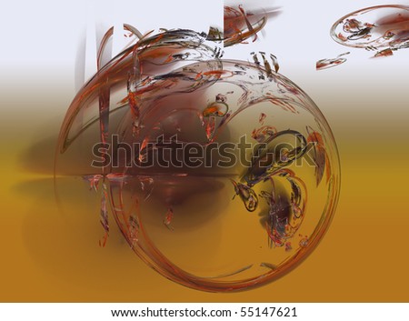 Abstract Fractal Fantasy Background in Red and Black on Copper and White