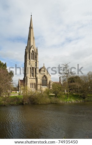 English Country Church overlooking a Lake