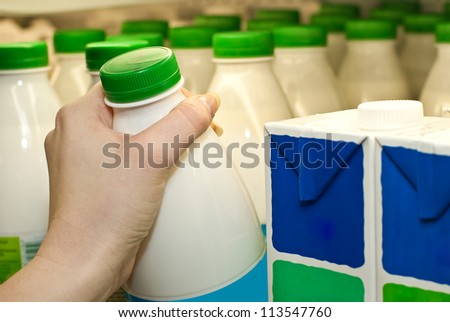 Buying milk in a supermarket