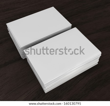 Blank business cards. 3d illustration on wooden background