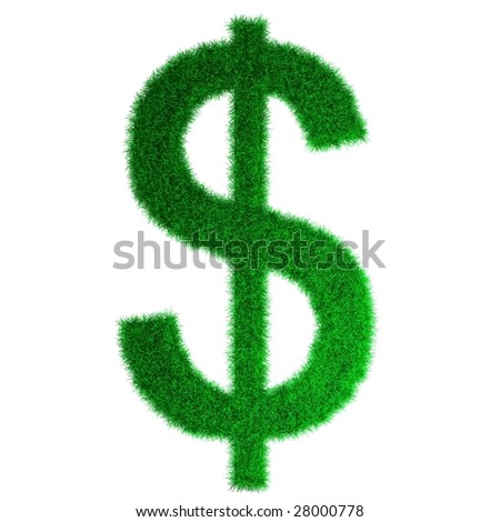 green dollar sign icon. stock photo : 3d green dollar sign with grass