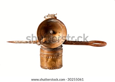 Antique Miners Lamp on Antique Gold Miners Lamp Isolated Stock Photo 30255061