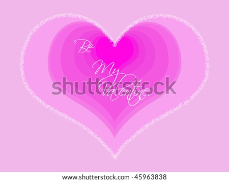 Valentine's day card design featuring layered hearts in different shades of pink with a decorative outline.