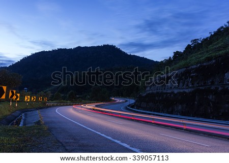 A Mountain Road In Early Morning  / speed light