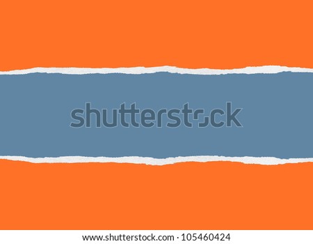 Orange and blue torn paper background