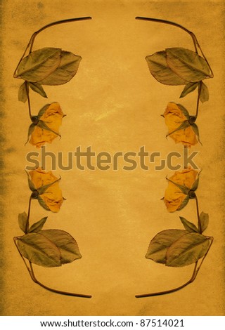 Retro wall flower border, gold and yellow