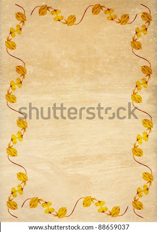 Retro yellow flower border on a grunge background