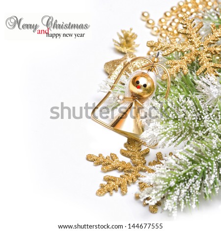 Christmas background with gold decoration
