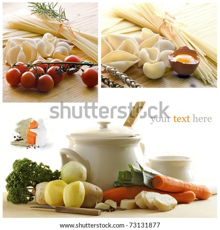 Healthy food collage made from four photographs