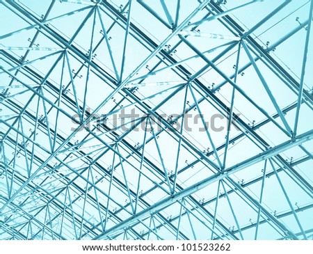 glazed ceiling upside in blue colors toned