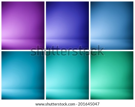 Abstract illustration background texture of beauty set with dark, light violet, lilac, purple, mauve, magenta, lavender, blue, azure, cyan gradient wall, flat floor in empty space darken room interior