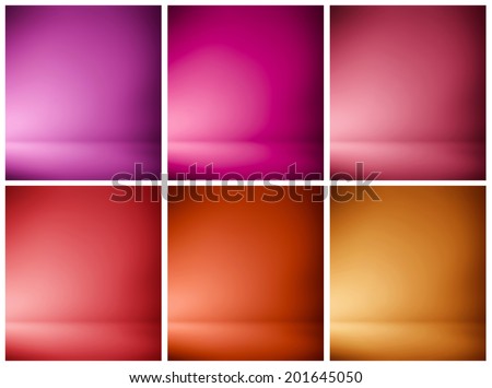 Abstract illustration background texture of beauty set with dark, light violet, lilac, purple, magenta, crimson, scarlet, red, orange gradient wall, flat floor in empty spacious darken room interior