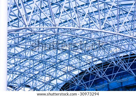 Blue abstract Ceiling in office center