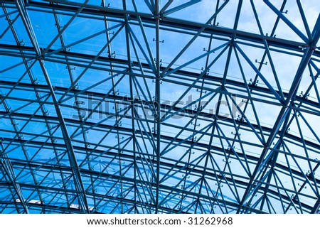 Blue abstract Ceiling in office centre