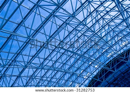 Bright blue Ceiling in office centre