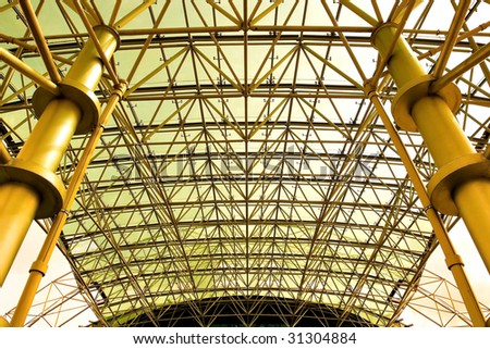 Yellow abstract Ceiling in office centre
